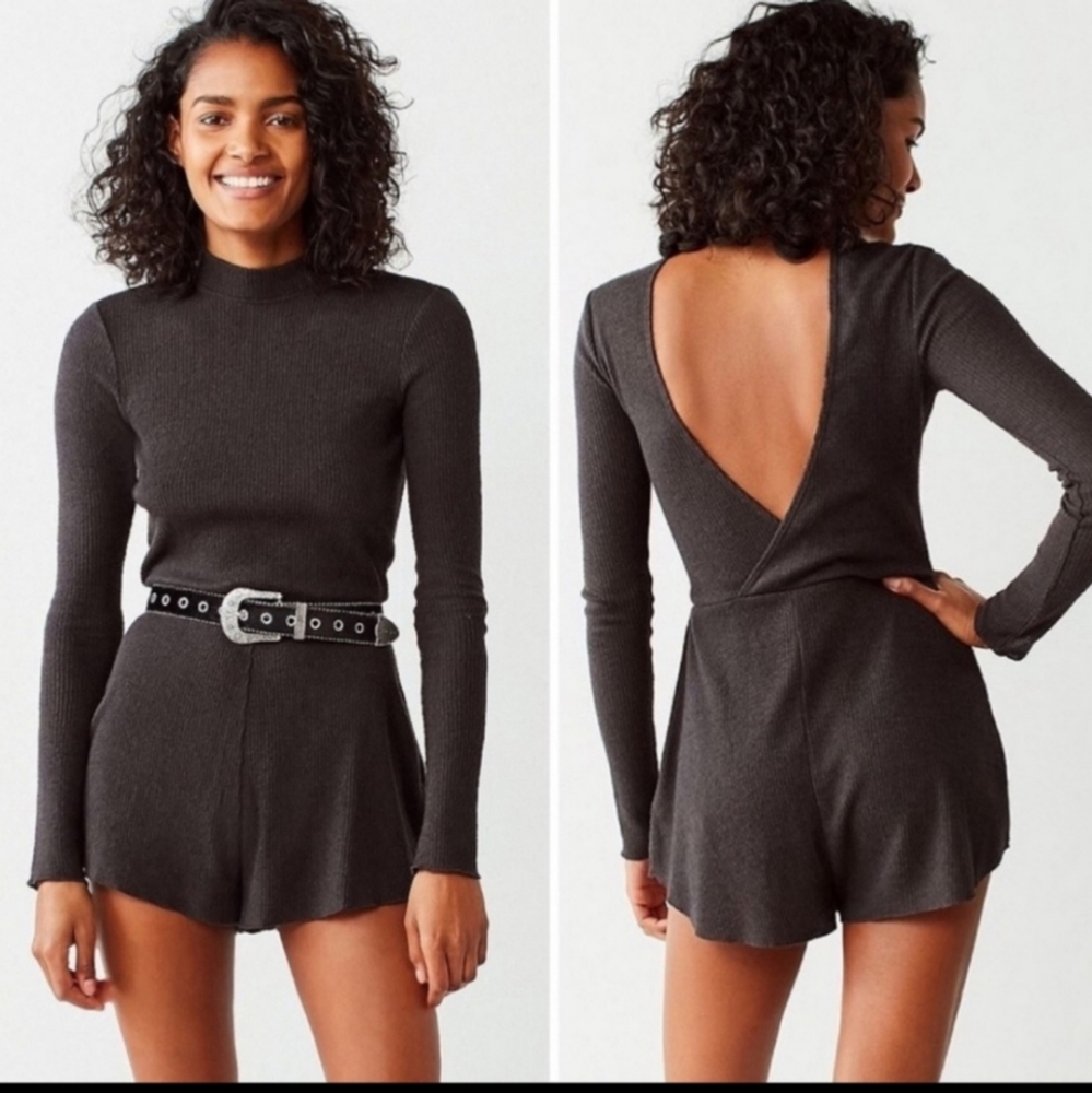 Urban Outfitters Out from Under Dark Gray Long Sleeve Romper